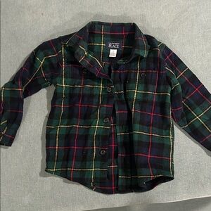 The Children's Place Plaid Button Down Shirt - Green, Red, and Yellow